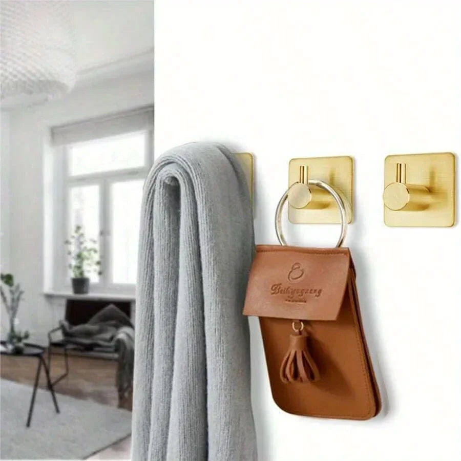 Golden No-Drill Wall Hook for Towels & Coats | Metal Wall Hook Qme