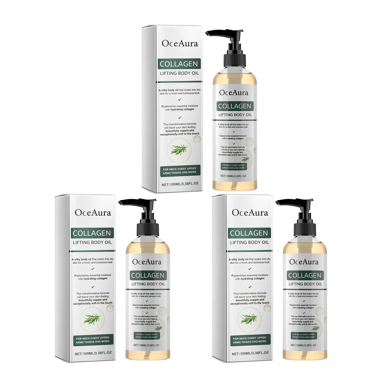 OceAura Collagen Firming Body Oil – Deep Moisturizing 100ml Firming Body Oil Qst 3pcs
