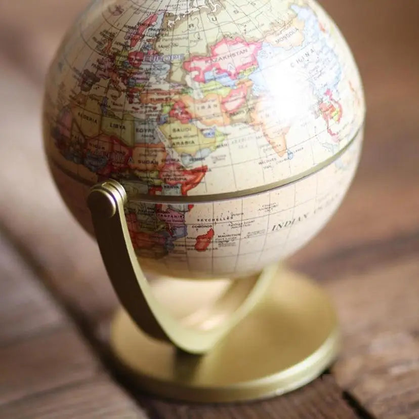 Rotating World Globe Desktop Ornament – English Version Globe Desktop Ornament Qme