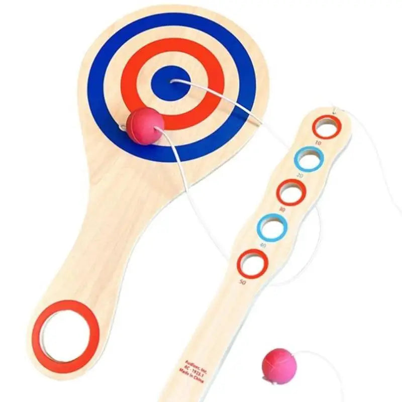 Wooden Paddle Ball Set with Elastic String – Fun for All Ages Paddle Ball Game Qst