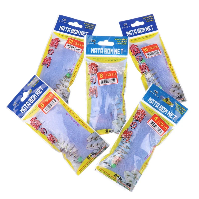 Folding Nylon Fish Bait Net with Luminous Beads – 4 Pack Fishing Bait Net Qme
