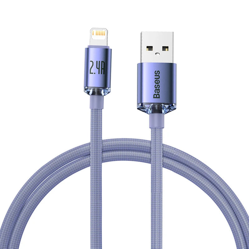 Baseus Lightning Cable 2.4A Fast Charge Braided for iPhone iPad Lightning Charging Cable Qst Purple 1.2m
