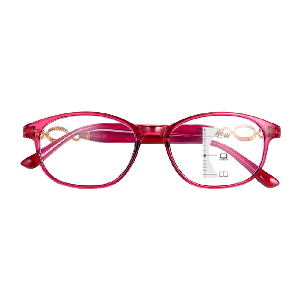 VOPHA Women's Progressive Multifocal Reading Glasses | Blue Light Progressive Reading Glasses Qst 100 Purple