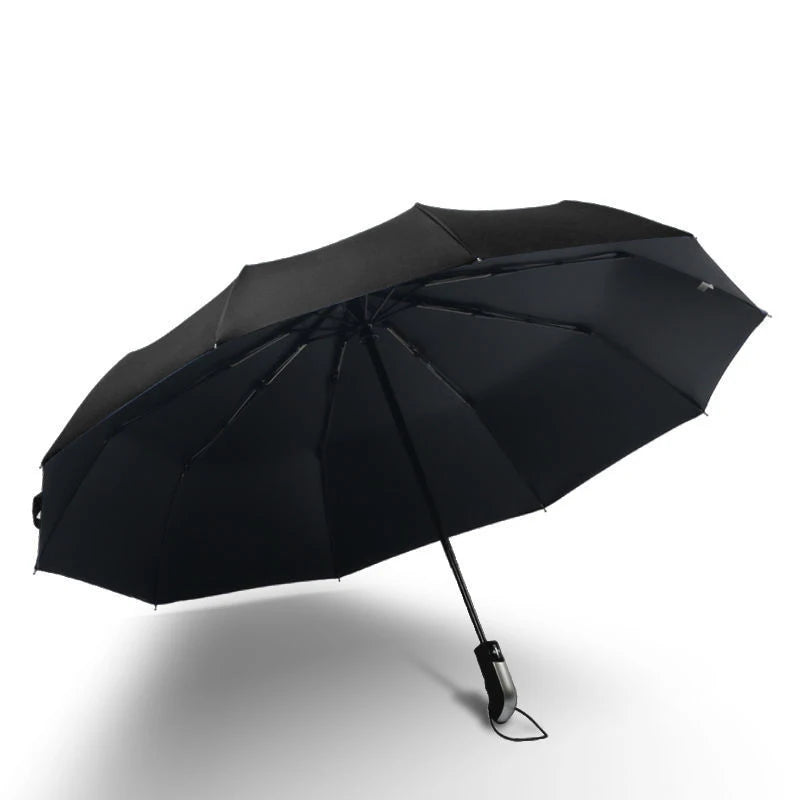 Ten-Bone Semi-Automatic Vinyl Umbrella – Windproof Vinyl Umbrella Qst Black