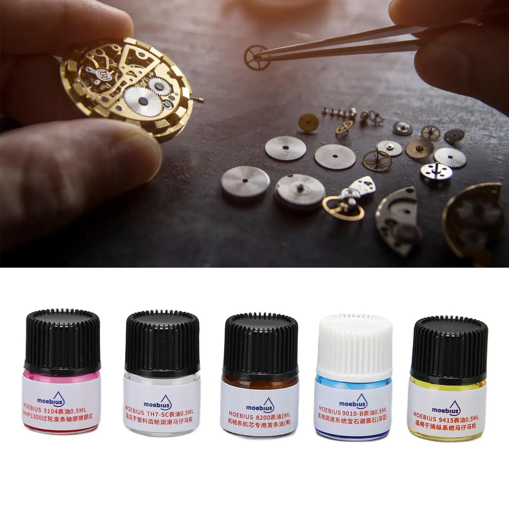 5-Piece Watch Synthetic Lubricating Oil Set for Watchmakers Watch Repair Tool Kit Qme
