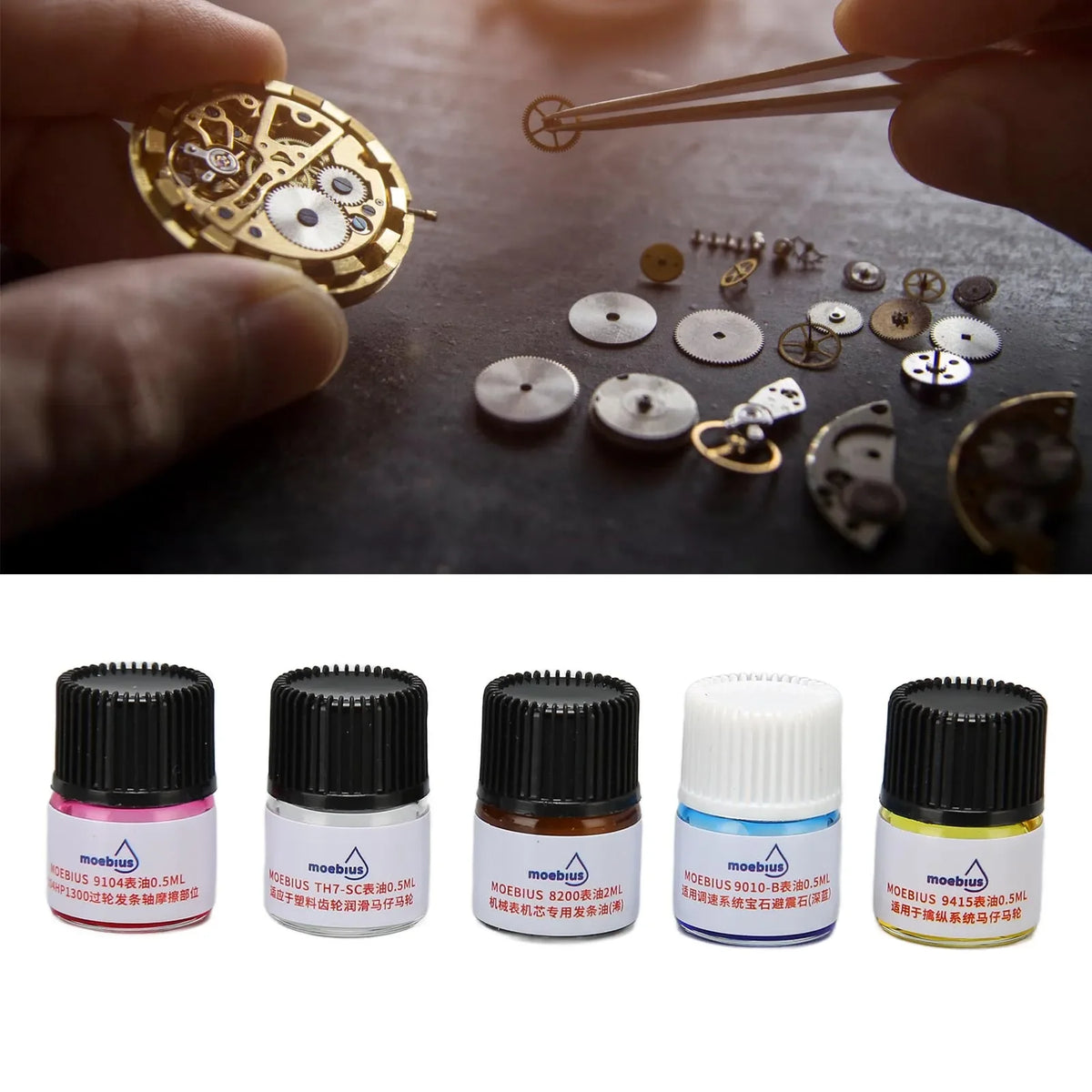 5-Piece Watch Synthetic Lubricating Oil Set for Watchmakers Watch Repair Tool Kit Qme