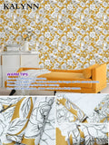 Floral Peel & Stick Removable Wallpaper – Vinyl Wall Sticker Removable Wallpaper Qme Yellow Background 16FTx17in(5mx45cm)