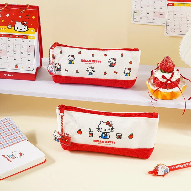 Hello Kitty Minimalist Fabric Pencil Case | Cartoon Style Fabric Pencil Case Qme