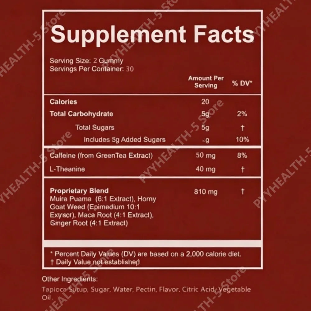 Energy Gummies – Green Tea Caffeine, L-Theanine, Maca & Ginger Energy Supplement Gummies Qst