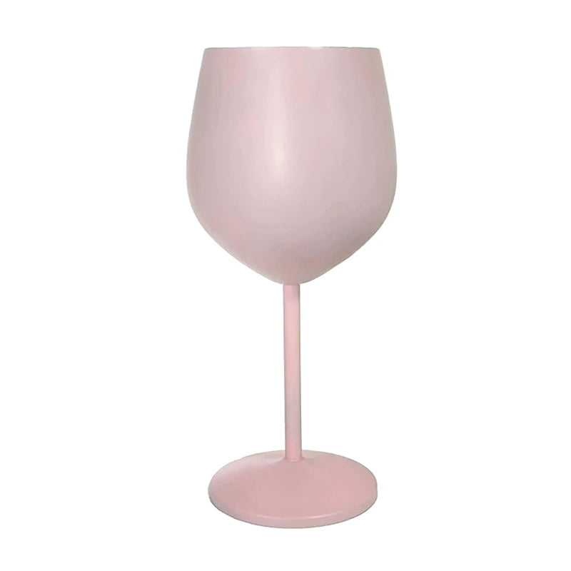Unbreakable 500ml Stainless Steel Goblet | Wine & Cocktail Glass Stainless Steel Goblet Qst Pink 500