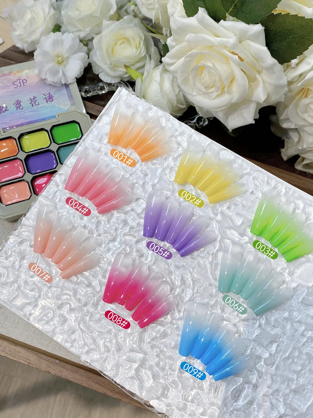 9-Color Rainbow Smudge Nail Polish Set | High Saturation Canned Nail Polish Set Qme