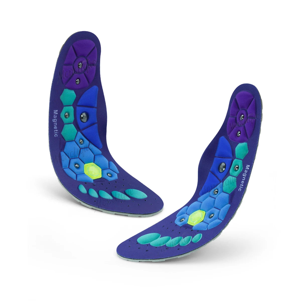 EVA Magnetic Acupoint Massage Insoles – Arch Support & Cushion Massage Shoe Insoles Qst Purple L (44-47)
