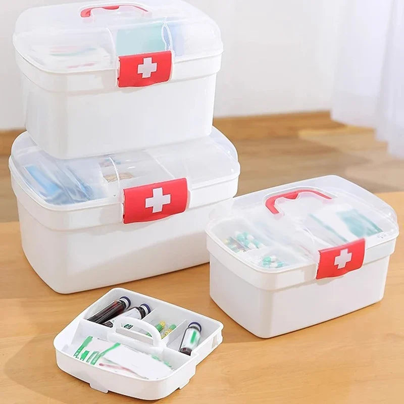 Portable First Aid Medicine Storage Box – Large Capacity First Aid Storage Box Qme