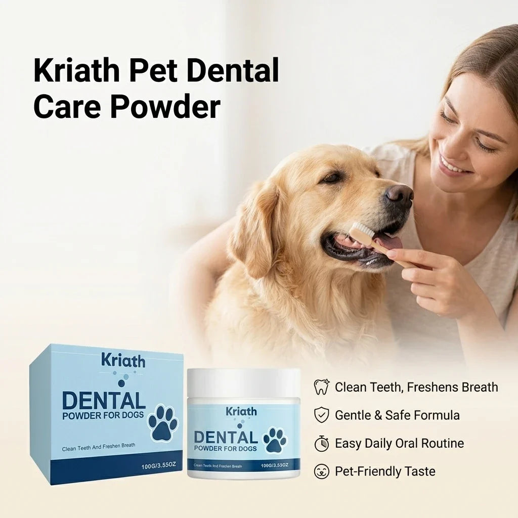 Pet Teeth Cleaning Powder – Plaque & Tartar Remover for Dogs Pet Dental Powder Qme