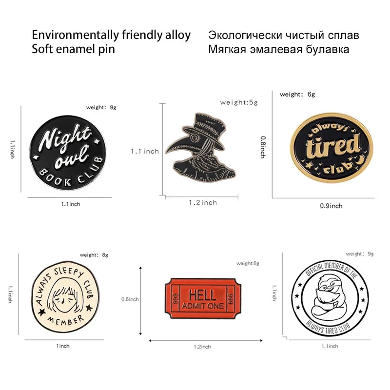 Punk Skull & Crow's Beak Metal Brooches – Gothic Lapel Pins Lapel Pin Brooch Qme