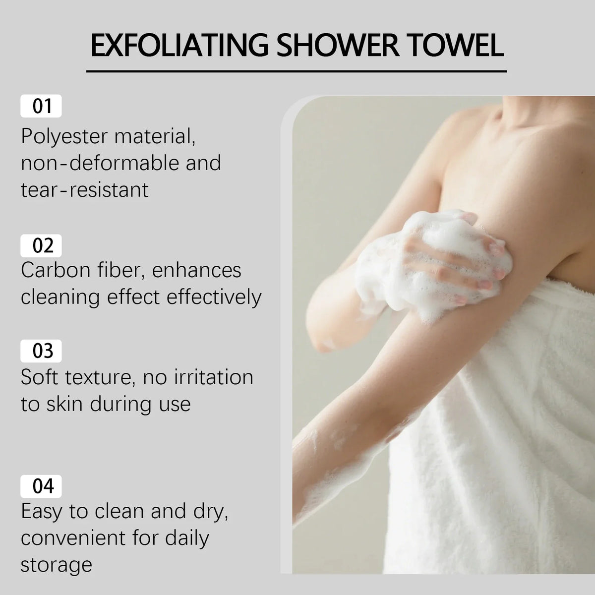Carbon Fiber Back Scrubbing Exfoliating Towel | Bath Cloth Exfoliating Bath Towel Qme