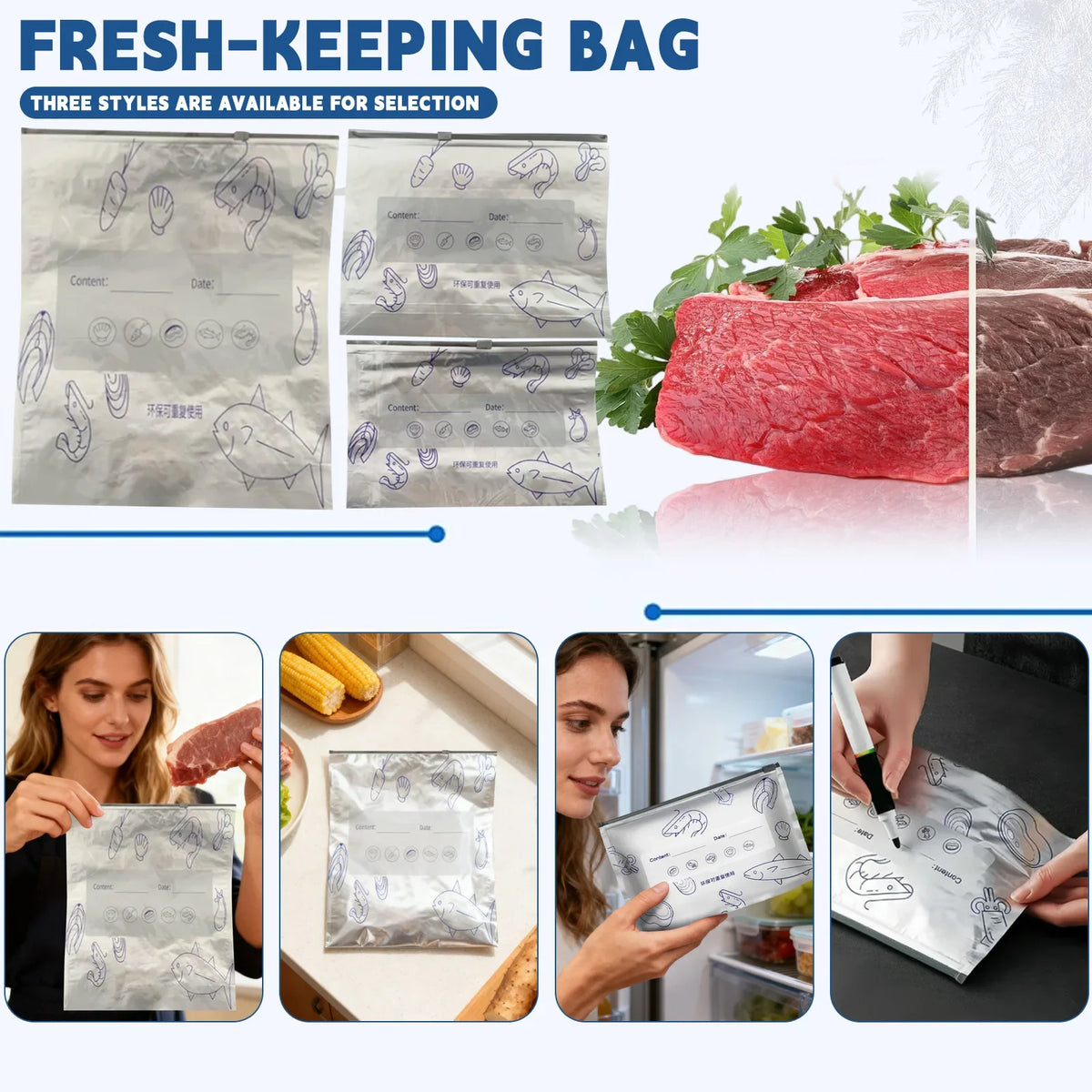 Reusable Leakproof Zipper Storage Bags | 20-Pack Food Containers Food Storage Bags Qme