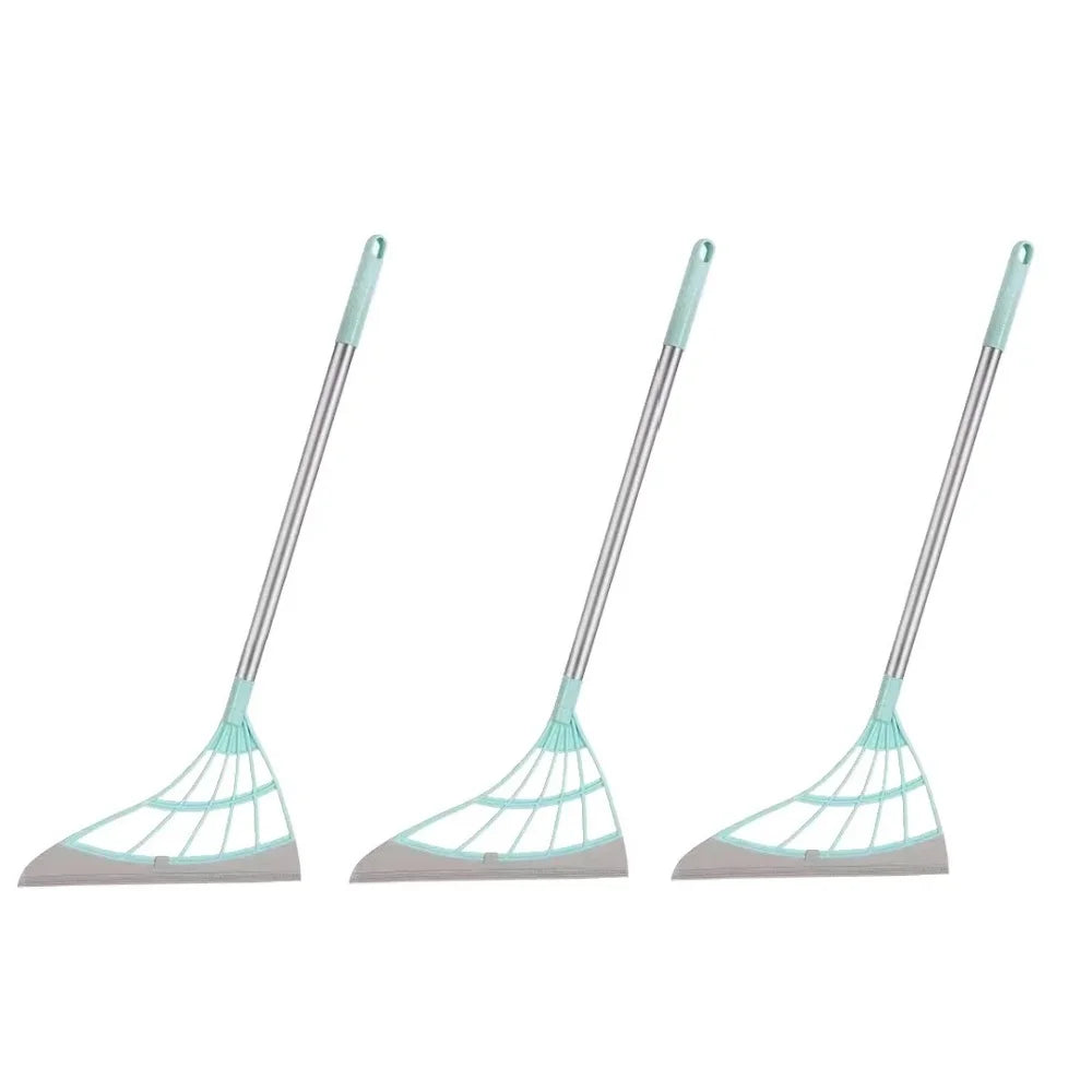 Silicone Floor Broom & Hair Squeegee – Anti-Stick Dust Remover Silicone Floor Broom Qme blue-3pcs