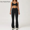 Women's Quick-Dry Yoga Tracksuit – 2-Piece Long Sleeve Set Yoga Tracksuit Set Qme Bra Pants Black S