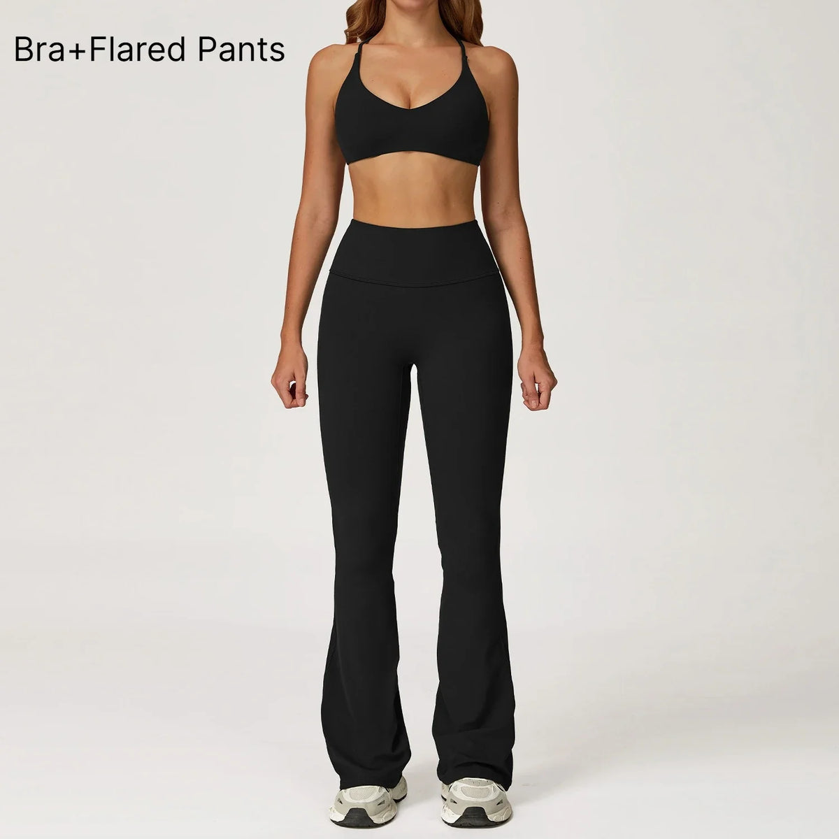 Women's Quick-Dry Yoga Tracksuit – 2-Piece Long Sleeve Set Yoga Tracksuit Set Qme Bra Pants Black S