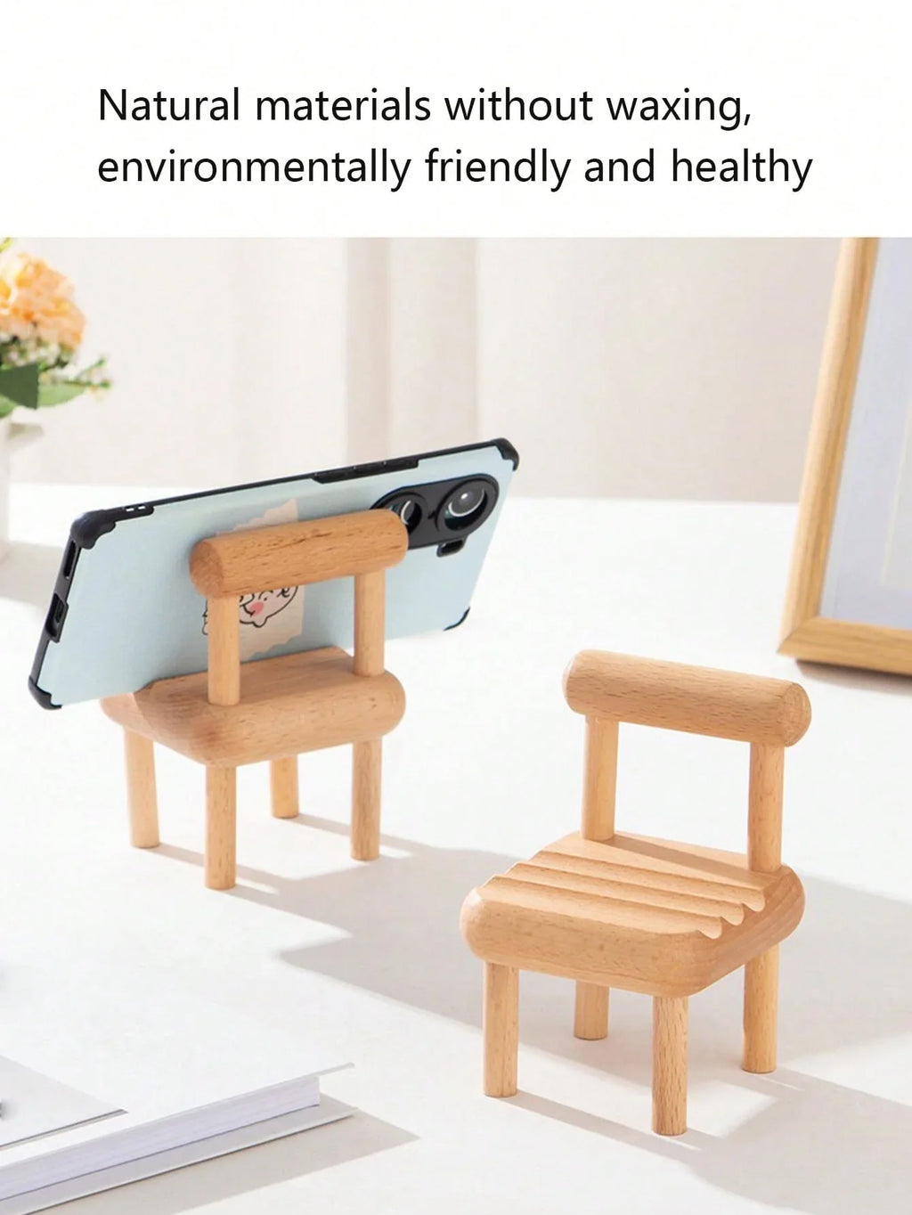 Wooden Mini Stool Phone & Tablet Stand – Beech Wood Holder Phone Tablet Stand Qme