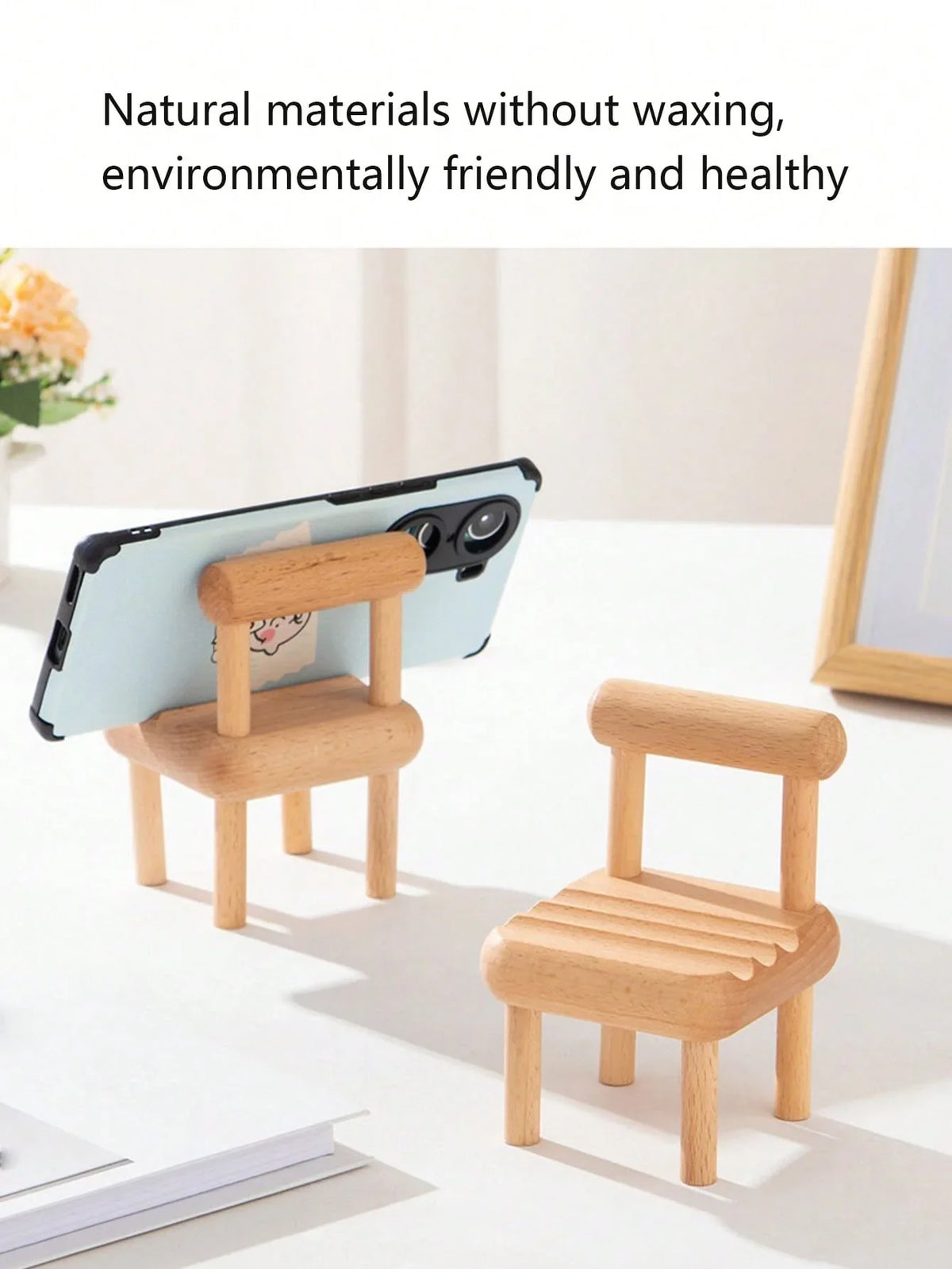 Wooden Mini Stool Phone & Tablet Stand – Beech Wood Holder Phone Tablet Stand Qme
