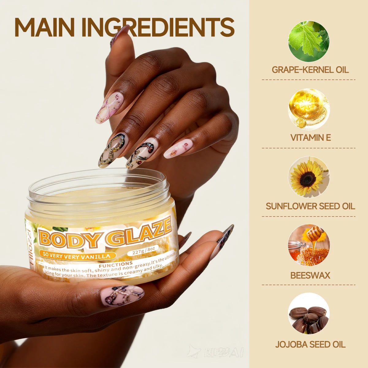 Vanilla Body Glaze Cream – Moisturize, Brighten & Protect Skin Body Glaze Cream Qst