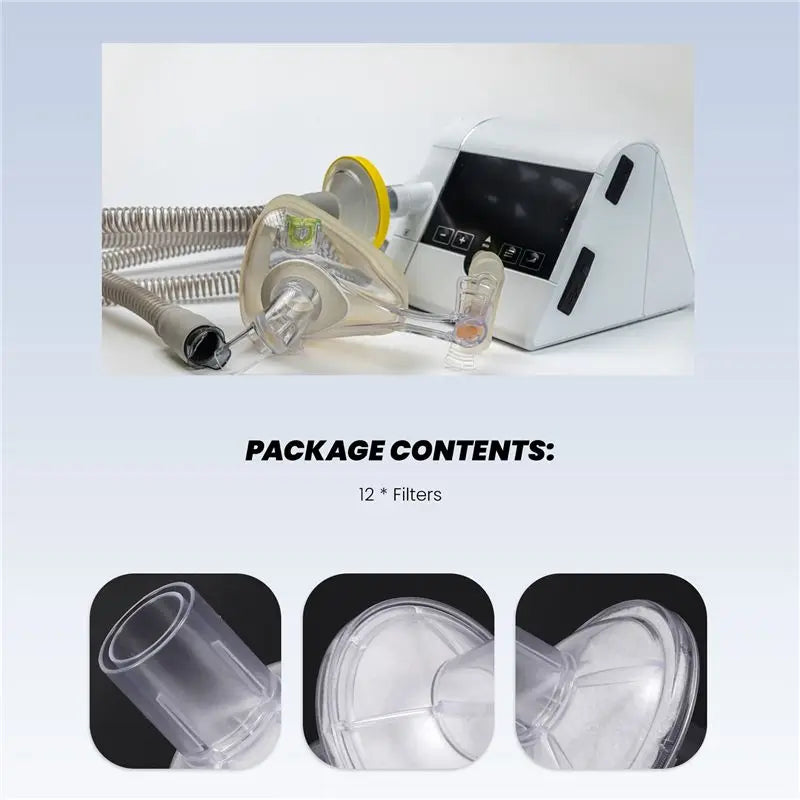 CPAP BiPAP In-Line Outlet Filter 15mm/22mm – 12 Pack CPAP Replacement Filter Qst