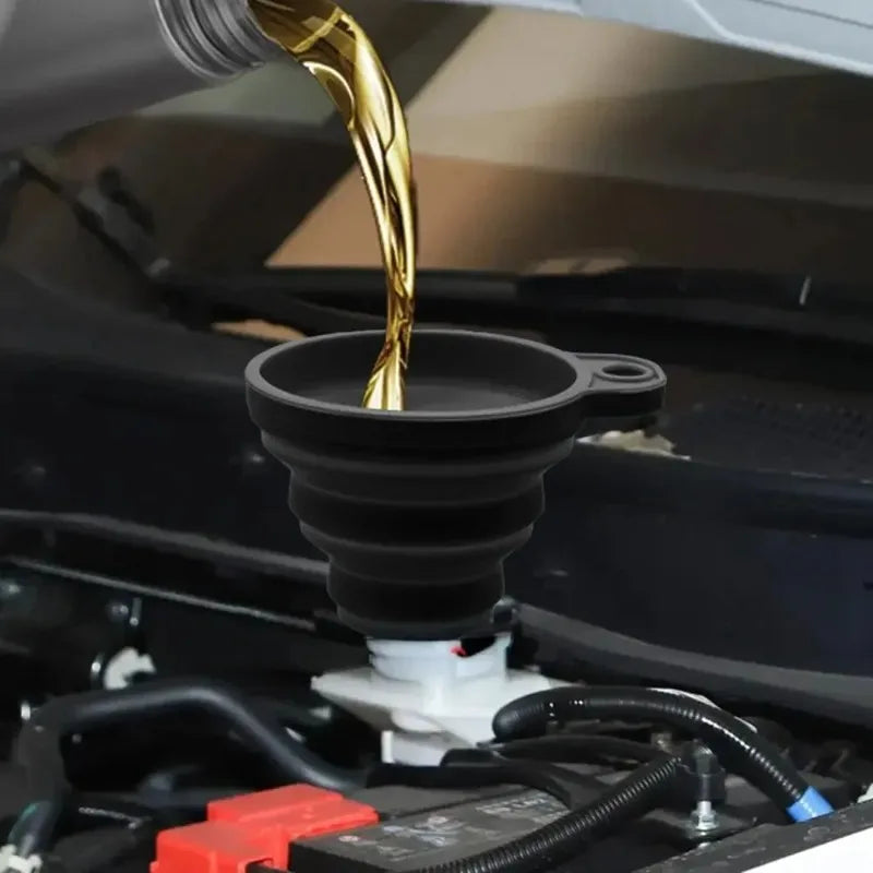 Foldable Silicone Car Funnel – Engine Oil, Petrol & Washer Fluid Car Fluid Funnel Qme