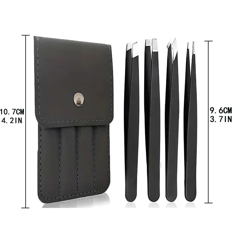 4-Pack Professional Stainless Steel Precision Tweezers Set Precision Tweezers Set Qme