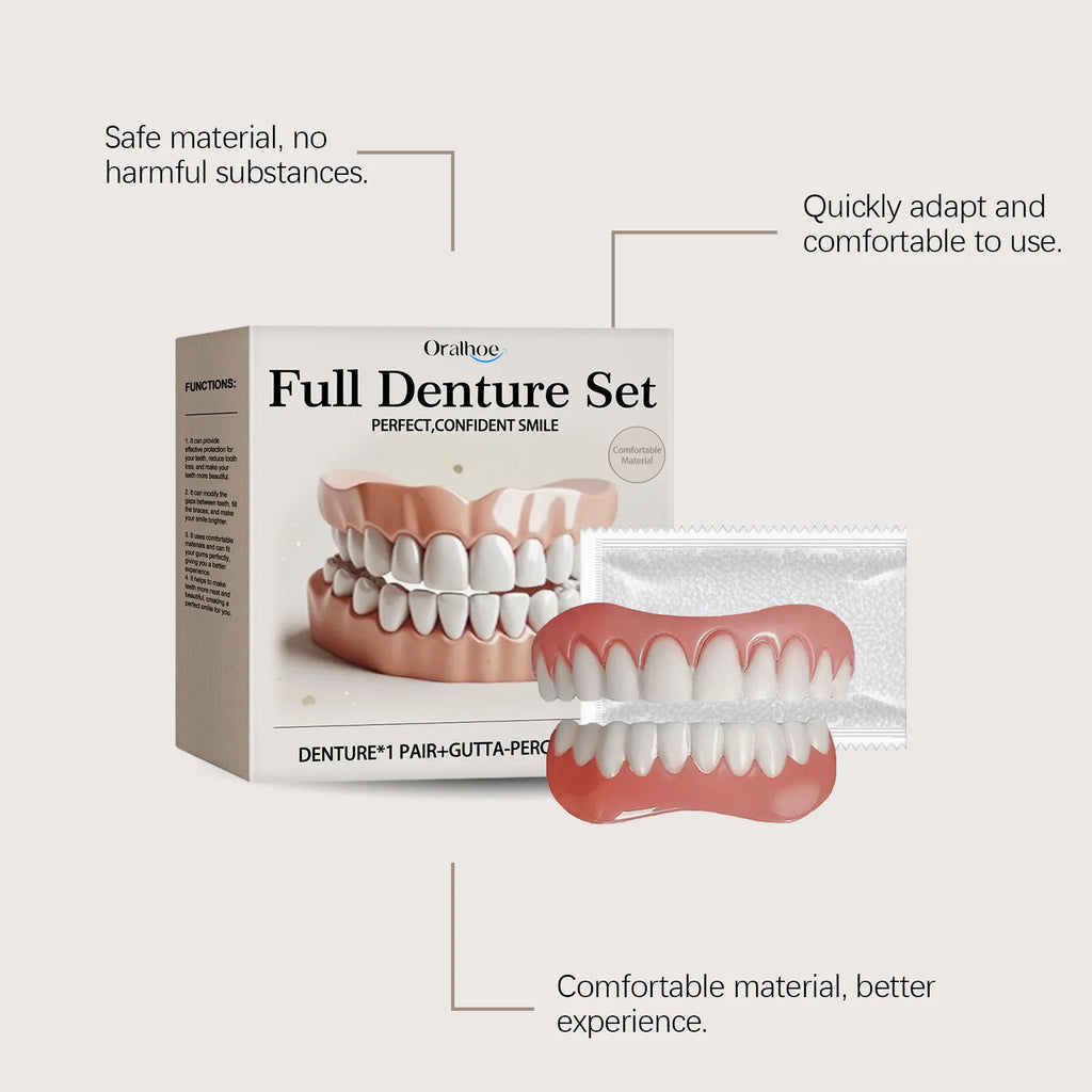 Oralhoe Adjustable Dental Veneer Kit – Upper & Lower Denture Set Dental Veneer Kit Qst