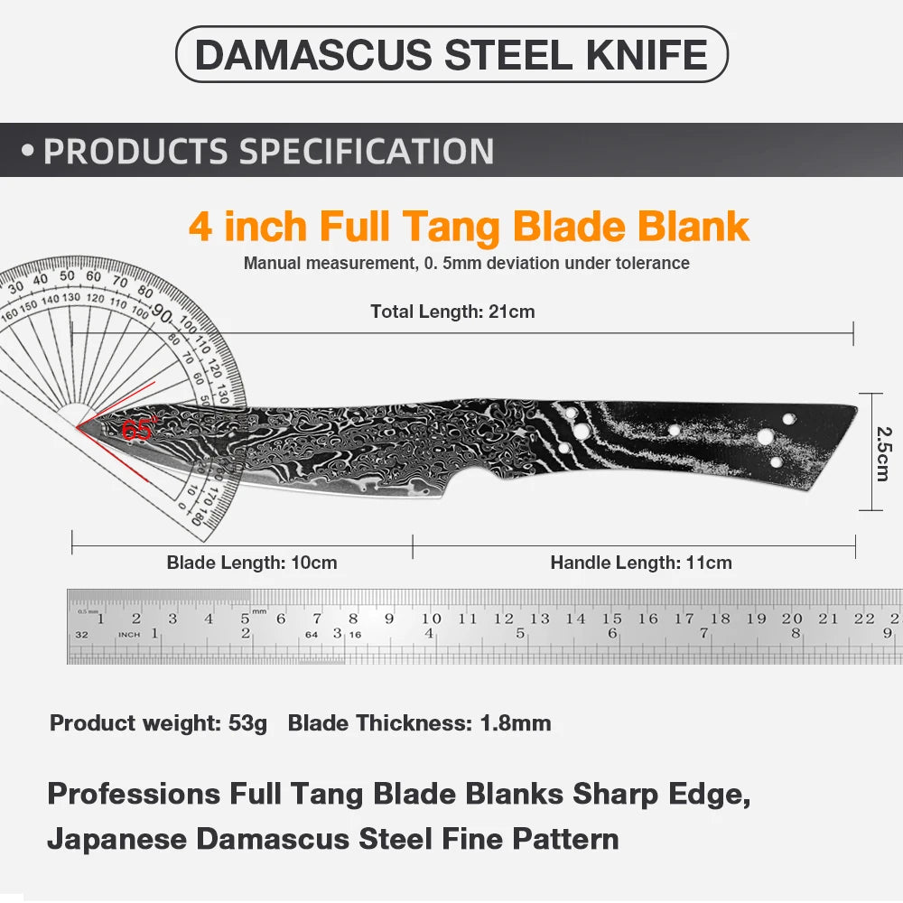 XITUO Damascus Steel Blank Blade – DIY Full Tang Knife Making Knife Making Blank Qst