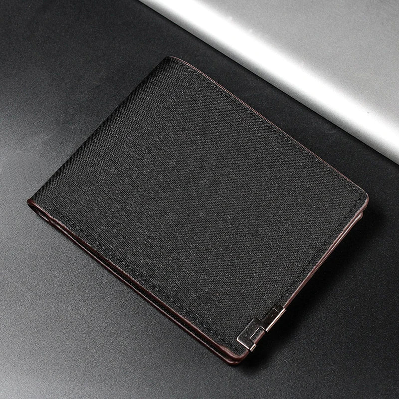 Men's Denim Leather Money Clip Wallet | Multi-functional Money Clip Wallet Qme Black