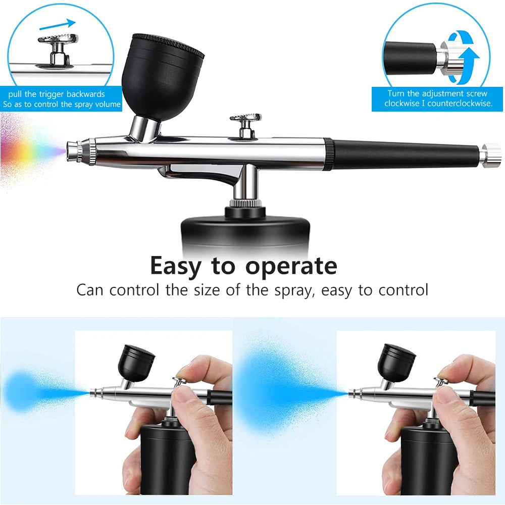 Peicon Mini Cordless Airbrush Kit – Nail Art, Tattoo & Painting Airbrush Spray Gun Qst