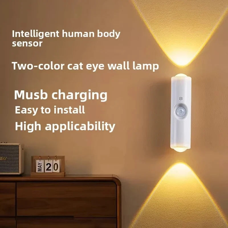 Smart RGB Dual-Head Motion Sensor Wall Night Light | Rechargeable Motion Sensor Night Light Qme