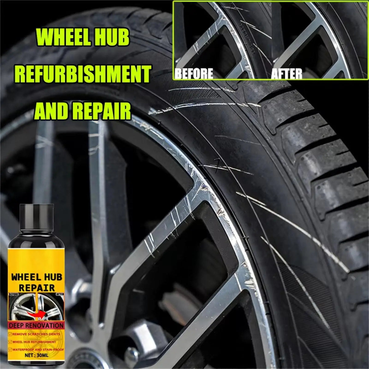 Wheel Hub Scratch Paste Shine Restorer – Easy 30ml Car Polish Wheel Polish Paste Qme