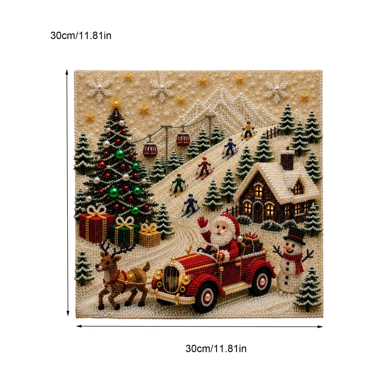 Vintage Christmas DIY Pearl Bead Painting Kit 30×30 in DIY Bead Painting Kit Qme