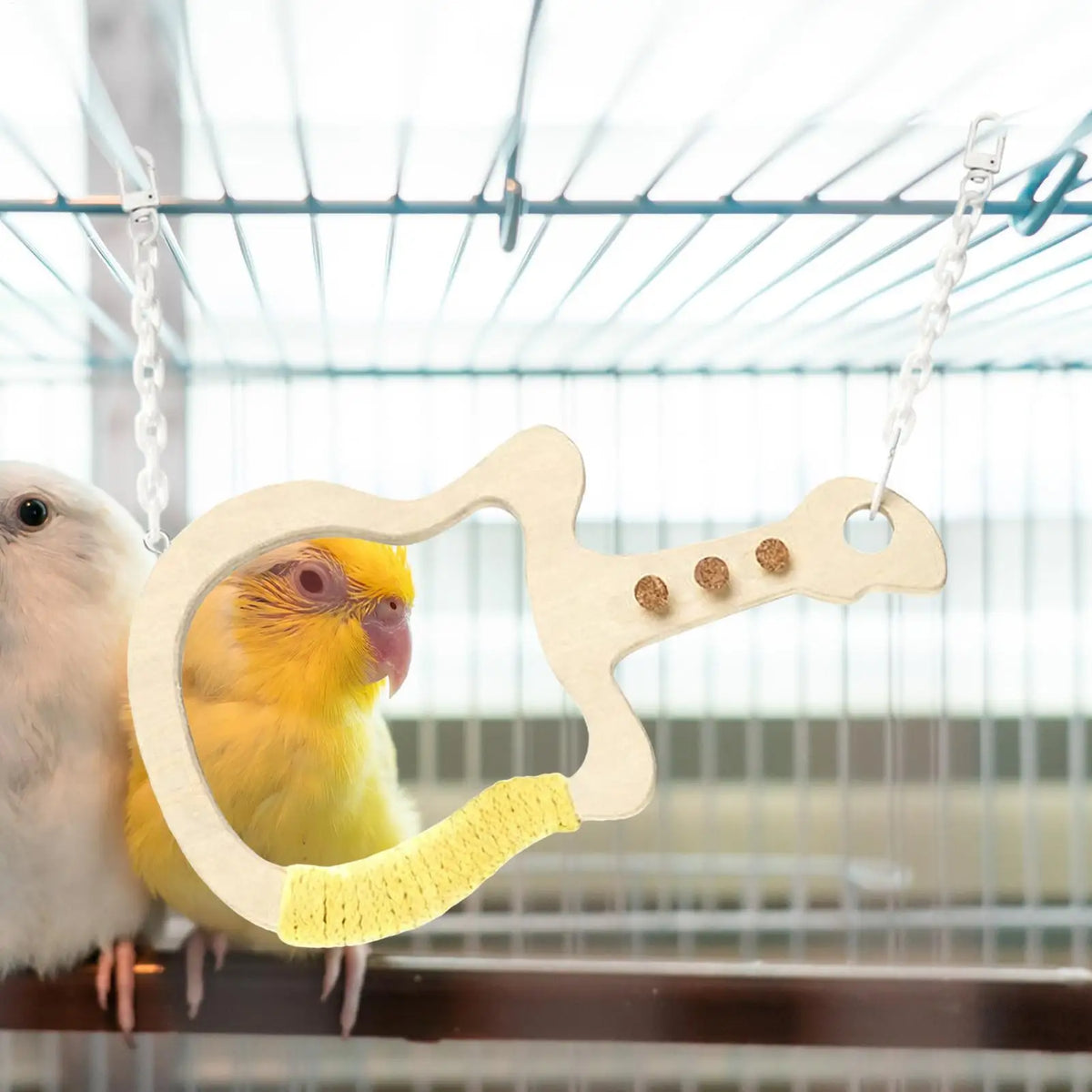Natural Wood Parrot Perch Swing – Bird Cage Accessory Bird Cage Accessory Qme