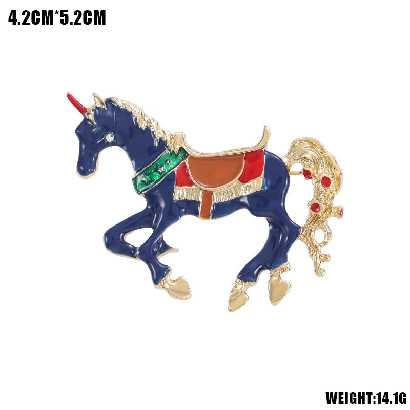 Zodiac Horse & Kitten Alloy Brooch Pin – Lunar New Year Corsage Brooch Pin Qst A7
