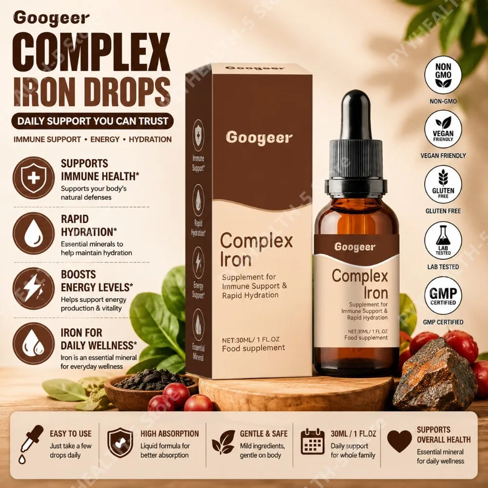 Googeer Complex Iron Liquid Supplement Vitamin B1 & TCM – 30ml Liquid Iron Supplement Qst