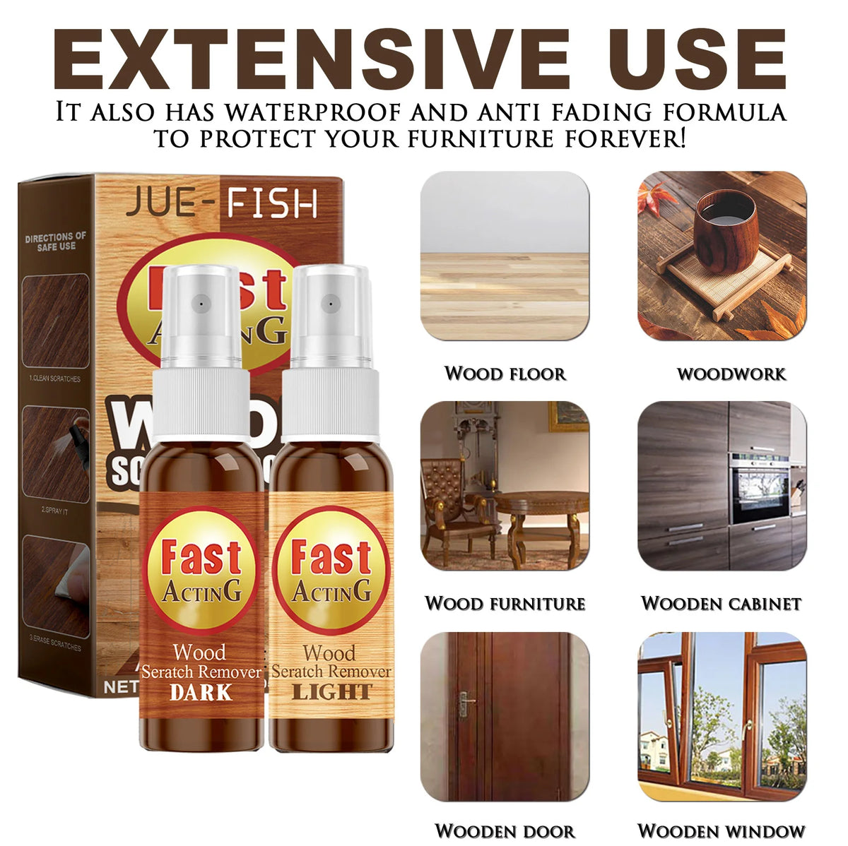 Jue-Fish Wood Floor Scratch Repair Agent – 30ml×2 Kit Floor Scratch Repair Qst