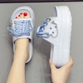 Women's Platform Slides – Lace-Up Metal Chain Summer Slippers Platform Slides Qst Blue 37-38