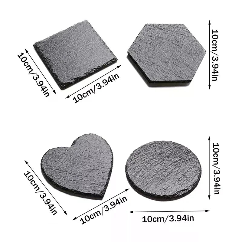 Japanese Slate Stone Reusable Drink Coaster | Decorative Kitchen Drink Coaster Qme