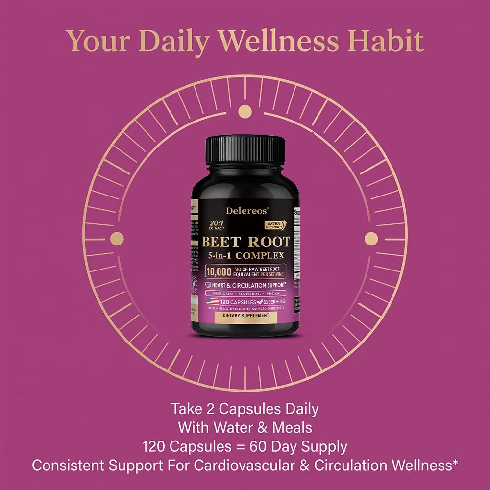 Beet Root Capsules 10,000mg – Heart & Digestive Wellness | Fearathe Herbal Supplement Qst
