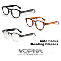 VOPHA Retro Round Auto-Focus Reading Glasses | Blue Light Block Reading Glasses Qst 3 PACK
