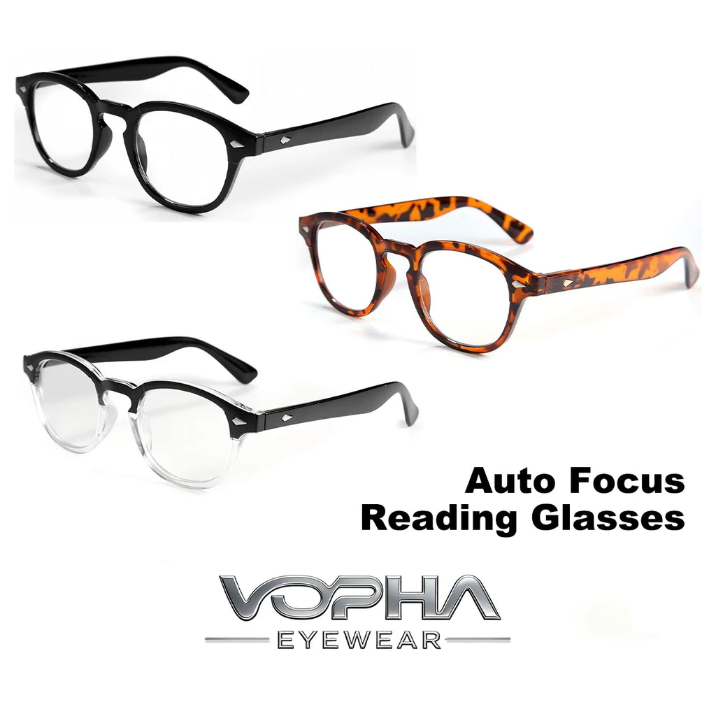 VOPHA Retro Auto-Focus Reading Glasses – Blue Light Blocking L21 Reading Glasses Qst 3 PACK
