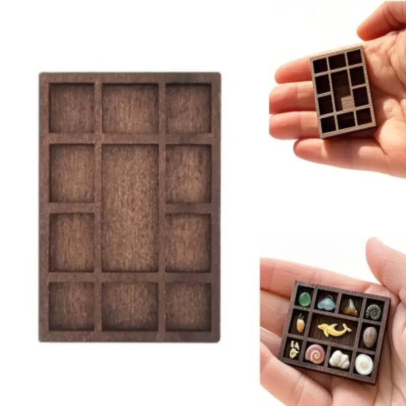 Wooden Jewelry Display Tray – Multi-Compartment Trinket Shelf Jewelry Display Tray Qst