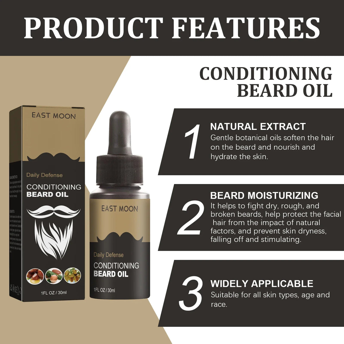 Men's Beard Growth Oil Serum – Thick, Soft & Smooth | 30ml Beard Growth Oil Qme