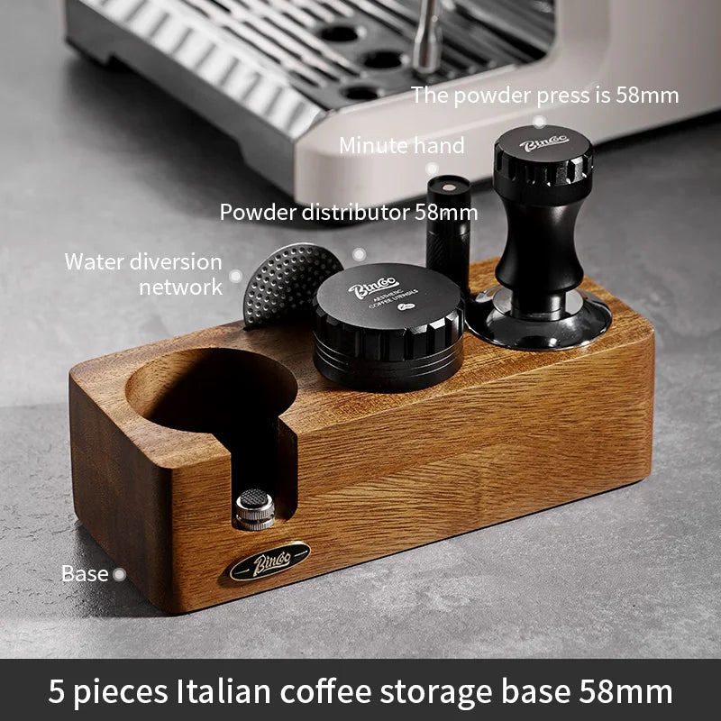 Bincoo Walnut Coffee Tamper & Distributor Set 51mm 58mm Espresso Tamper Set Qst 58mm 5-piece set China Mainland