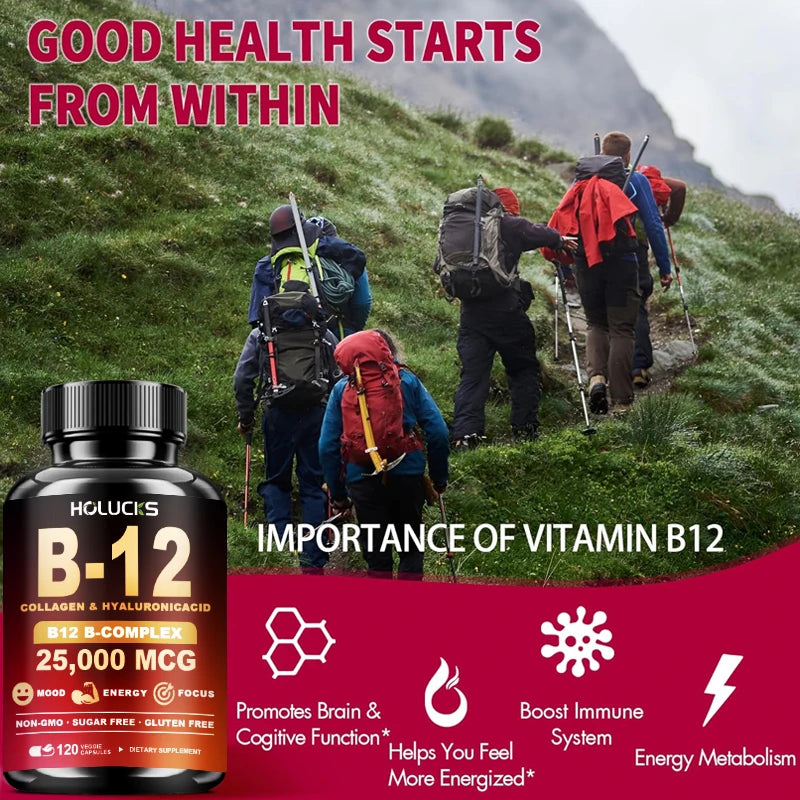 Vitamin B12 Capsules with Marine Collagen, MSM & Biotin Vitamin Supplement Qst